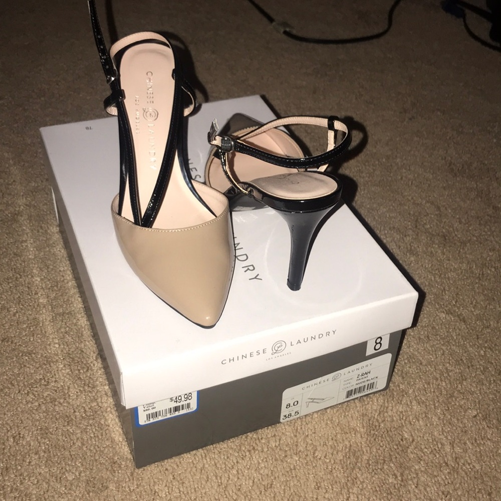 Chinese Laundry Nude/black Patent Heels